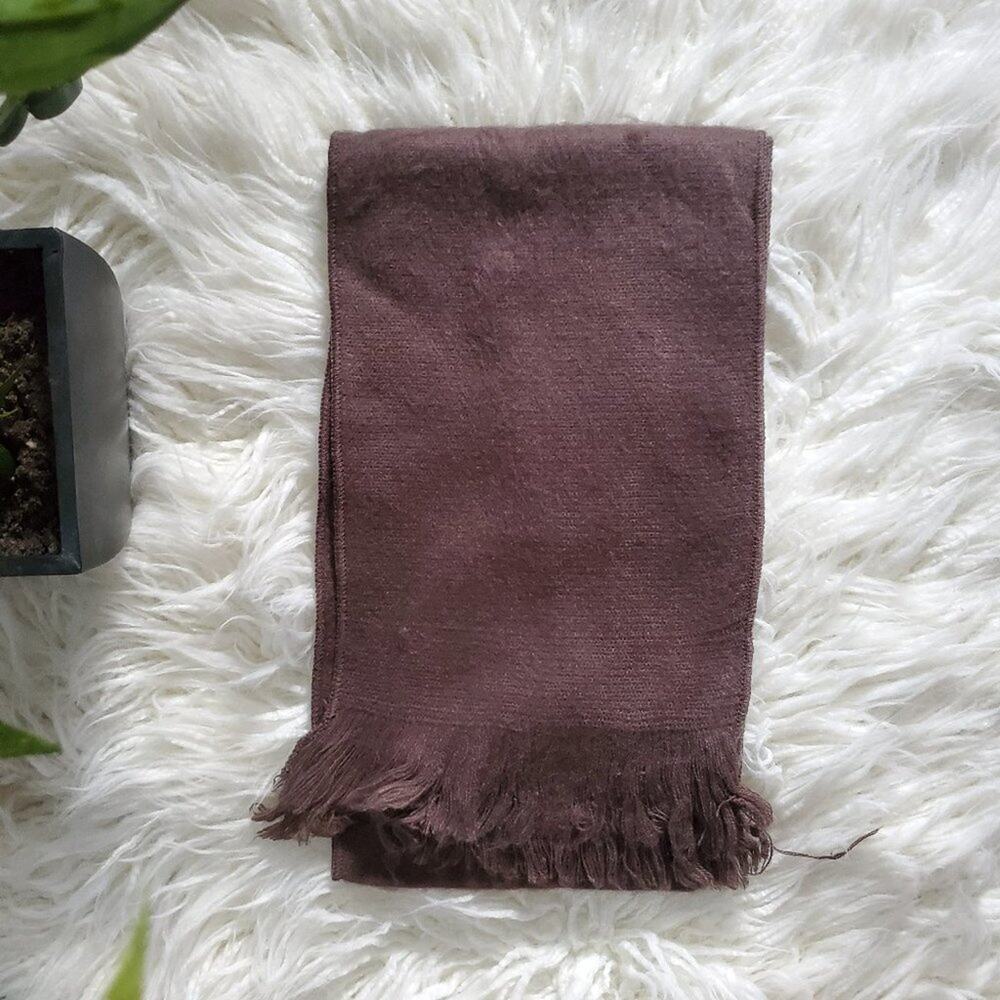 100% Alpaca Wool Light Brown Fringed Scarf NWOT One Size Fits Most